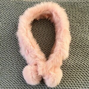 Pink Faux Fur Collar with Pom Poms